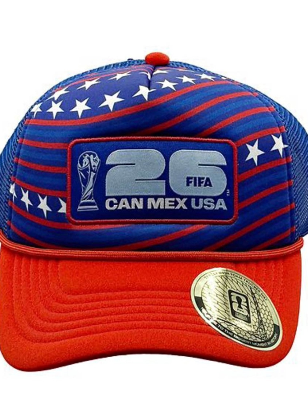 FIFA 26 CAN MEX USA Blue & Red Trucker Hat